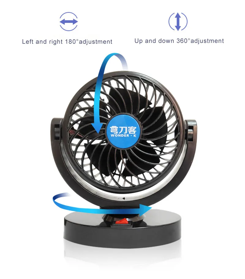 12 В/24 В автомобильный вентилятор мини USB вентилятор для автомобиля 360 Вращение бесшумный 5 ABS листовки большой ветер портативный стол маленький вентилятор