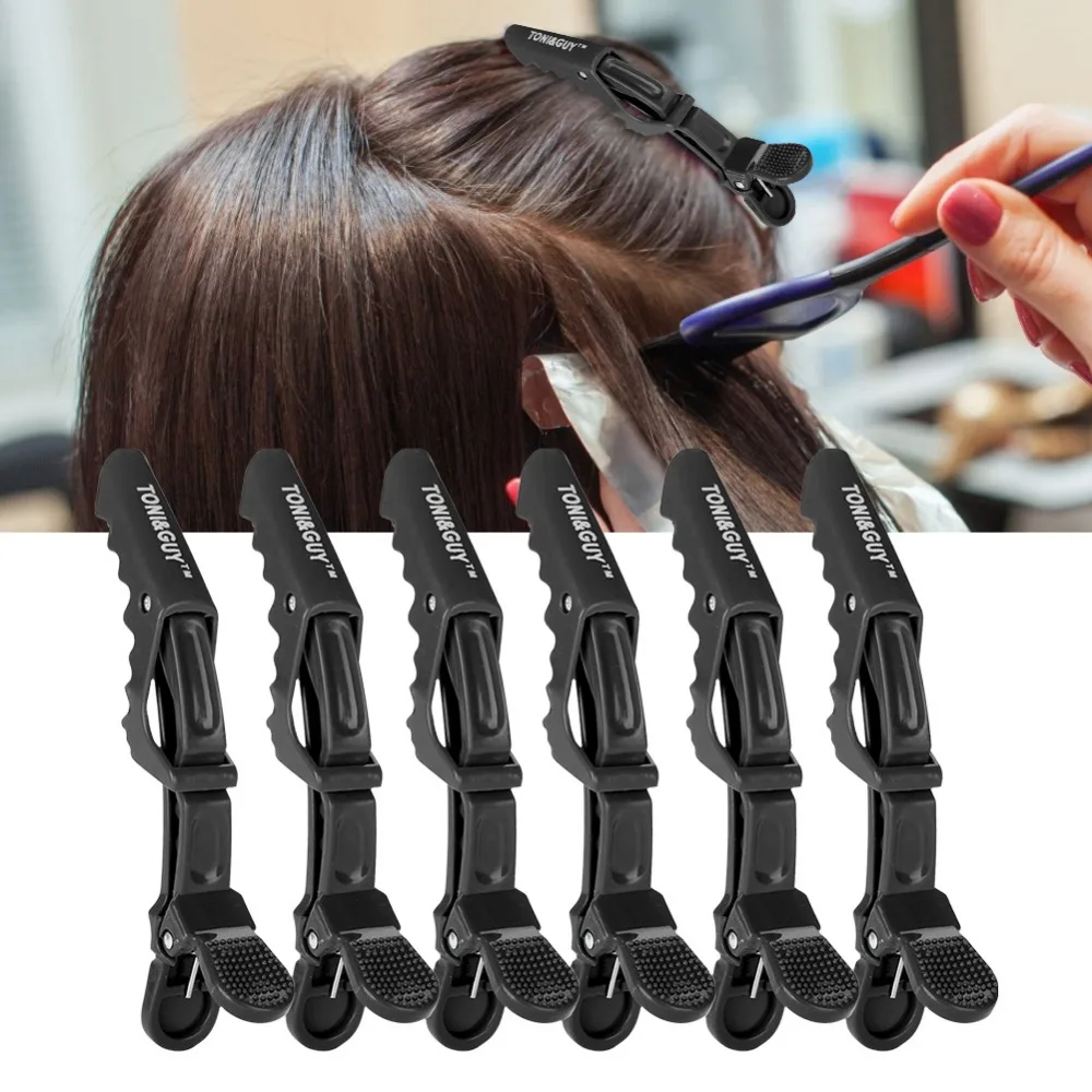 6pcs/set salon single prong hair clip crocodile hairpin anti-slip Braiding Hair Pins claw hairdressing clamps Plastic Barrettes