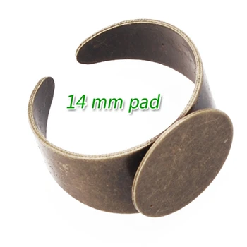 

14mm Round Pad Copper Ring Blank Cabochon Setting Open Adjustable Ring Base For DIY Ring 20 pcs/lot-C2393
