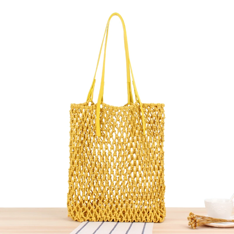 SWDF лето Drawstring женская сумка из соломы выдалбливают сплетенные сумки пляжная сумка через плечо дамская сумочка Прямая