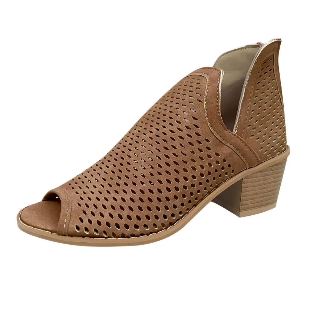 Г., женские летние пляжные сандалии женская обувь с открытым носком на низком каблуке в стиле ретро женские ботинки в римском стиле на толстом каблуке с вырезами, размер 40