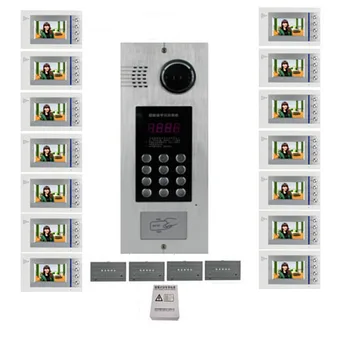 

XinSiLu Building Home security Video Intercom System 4.3" LCD Video Door Phone IR Home Video Doorbell For 14-Apartments 1 Doors