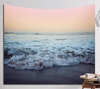 

CAMMITEVER Wall Tapestry Sea Wave Beach Pattern Home Decorative Tapete Bedroom Blanket Table Cloth Yoga Mat Home Decoration