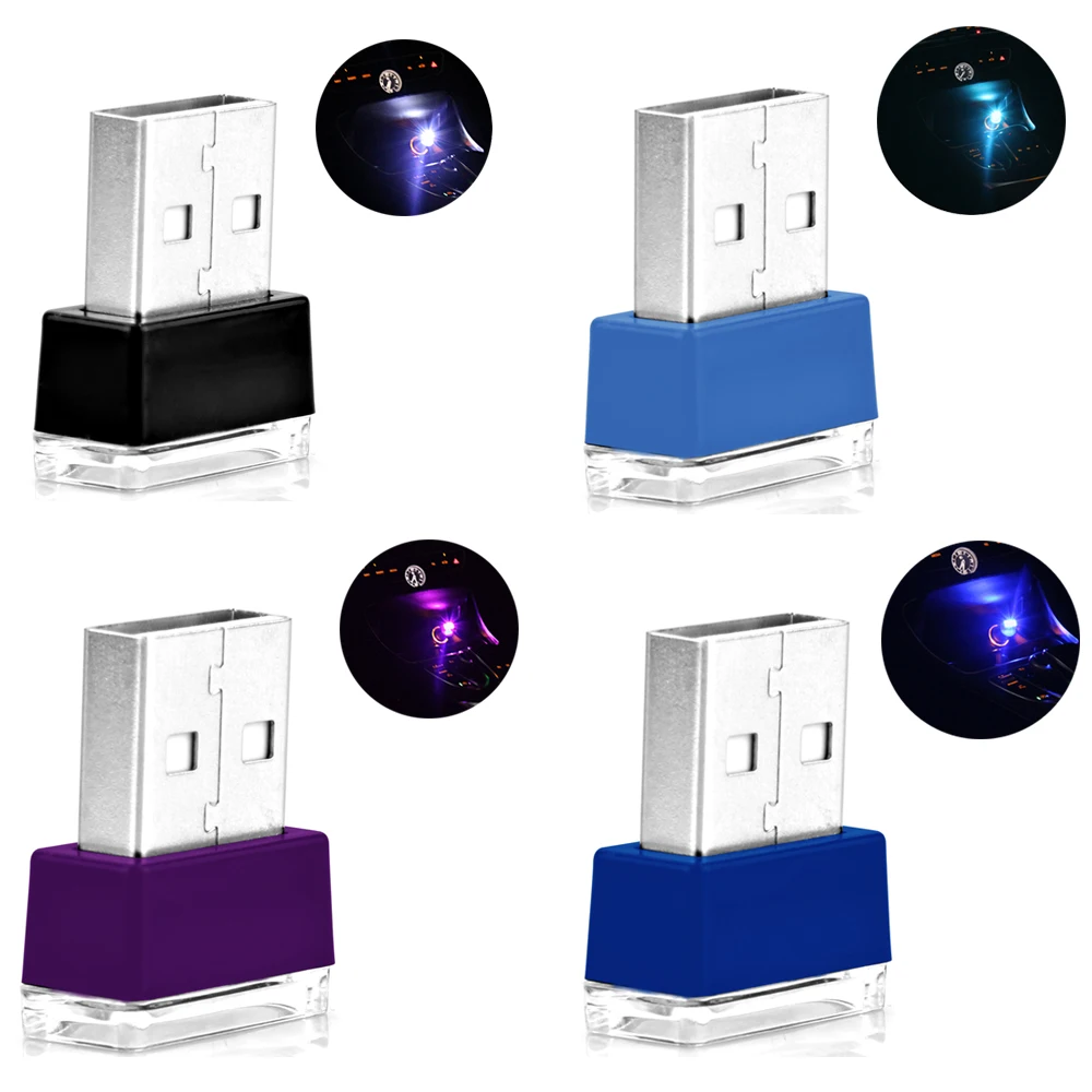 1pcs Universal Portable Car USB LED Atmosphere Light Auto 5 Color Decal Lamp Emergency Lighting