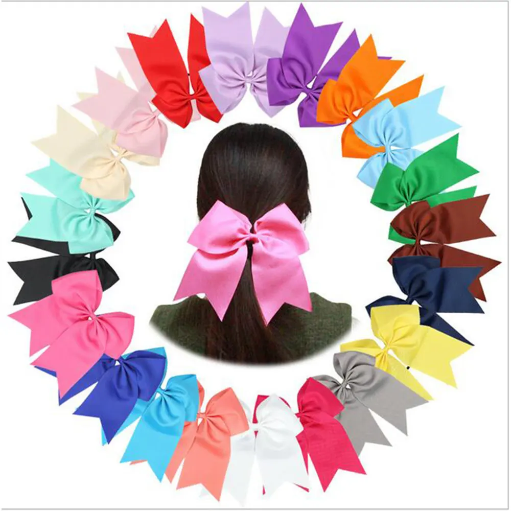 

Hair Rope 8'' Large Solid Cheer Bows for Dance Girls Handmade Grosgrain Ribbon Hair Bows with Elastic Hair Ties Hair Accessories