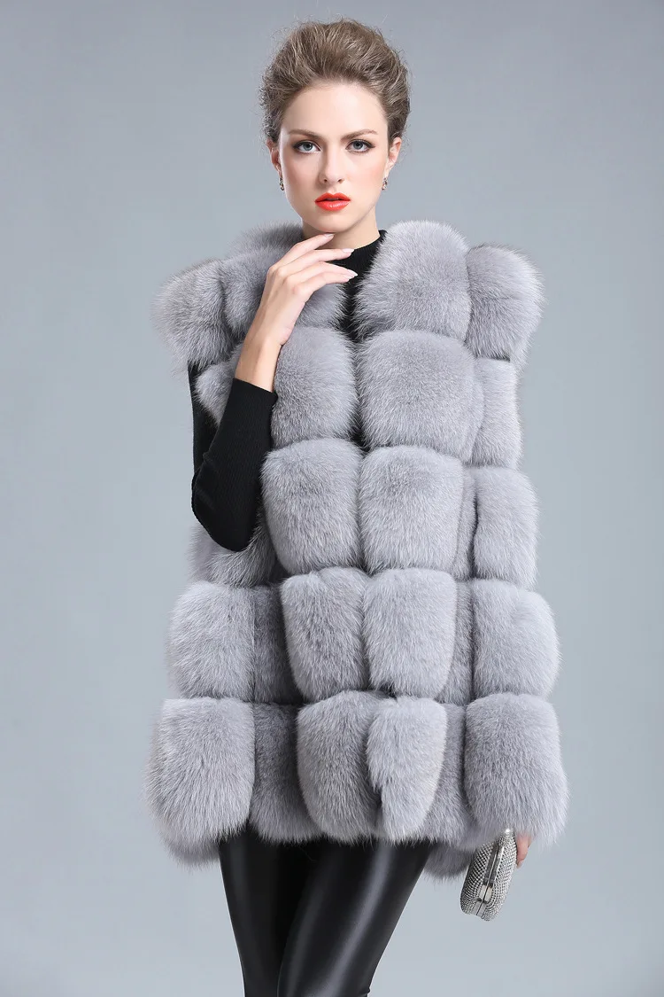 Upin зимнее пальто женщин толстый жилет из искусственного меха с капюшоном жилет из меха лисы среднего длинный абзац слово большой маятник Gilet VESTE 5xl