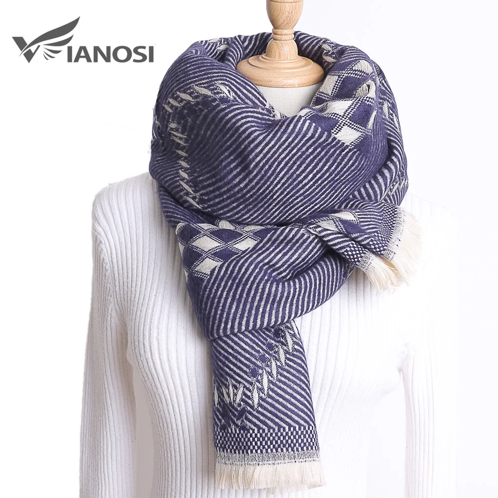 VIANOSI зимний шарф женский тёплый платок Femme Bufandas Mujer шарфы обертывания толстые Sjaal - Цвет: 02