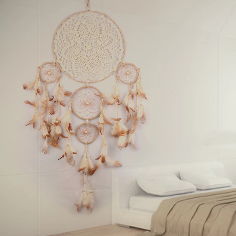 Новинка, 5 колец, ветровой звонок с орнаментами, креативный индийский Ловец снов, для спальни, гостиной, украшение на стену, домашние украшения