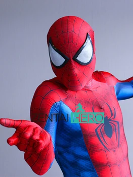 

Free Shipping DHL 2017 Amazing Hot Spiderman Costume 3D Printing Spider-man Superhero Costume Cosplay Spandex Zentai Bodysuit