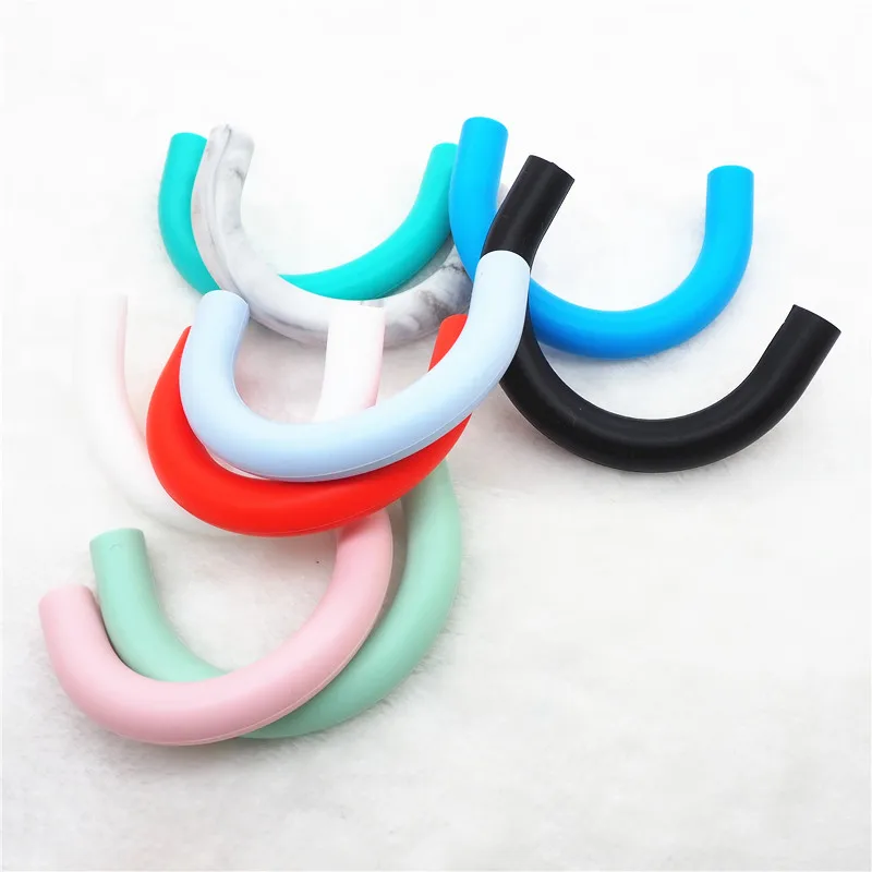 

Chengkai 5PCS U Tube Silicone Teether Beads DIY Handmade Baby Pacifier Dummy Teething Pendant Stretch Chew Nursing Toy Beads