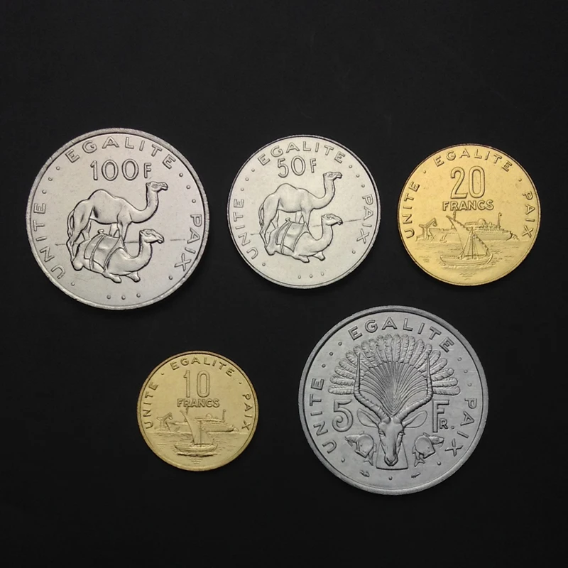 

Djibouti Set 5 Coins, 5 10 20 50 100 Francs, 1991-2016, Original, UNC, Africa, Collection, Gift, Original Real Genuine Coin
