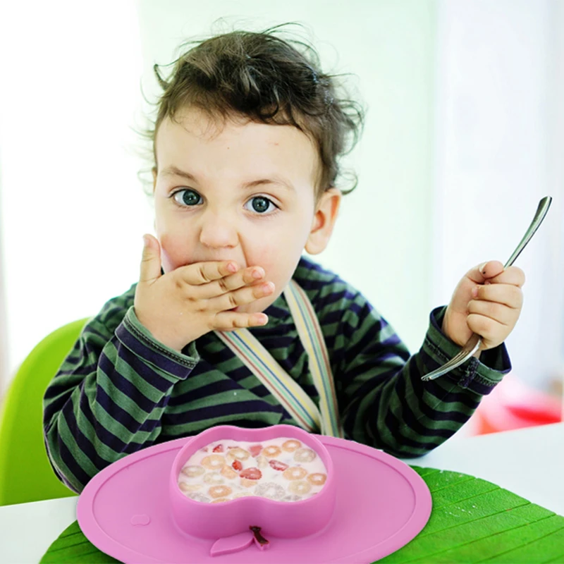 Qshare Baby Bowls Plate Tableware Silicone Children Food Container Infant Feeding Cup Baby Dishes Child Kids Feed Plate