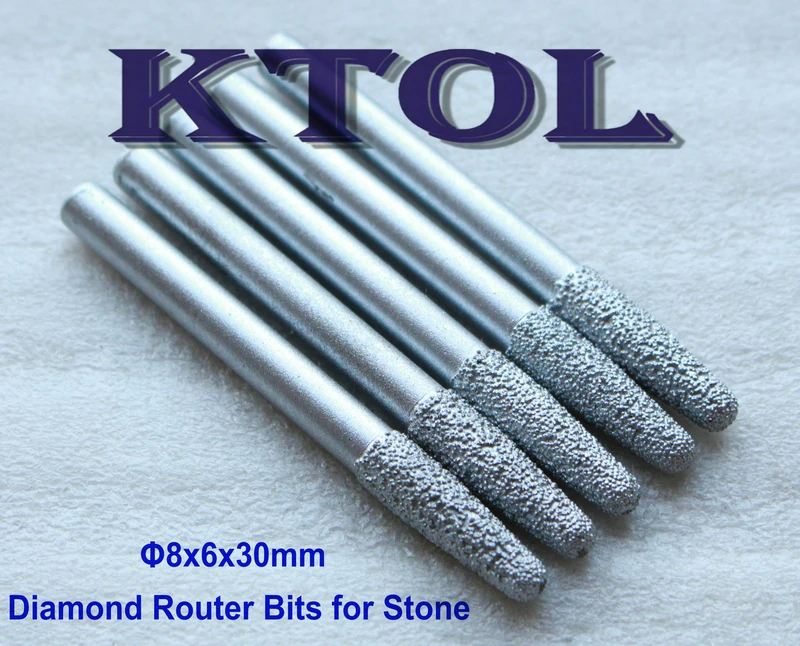 NEW! 8x6x30MM Taper Ball Nose End Mill Diamond Router Bits for Stone