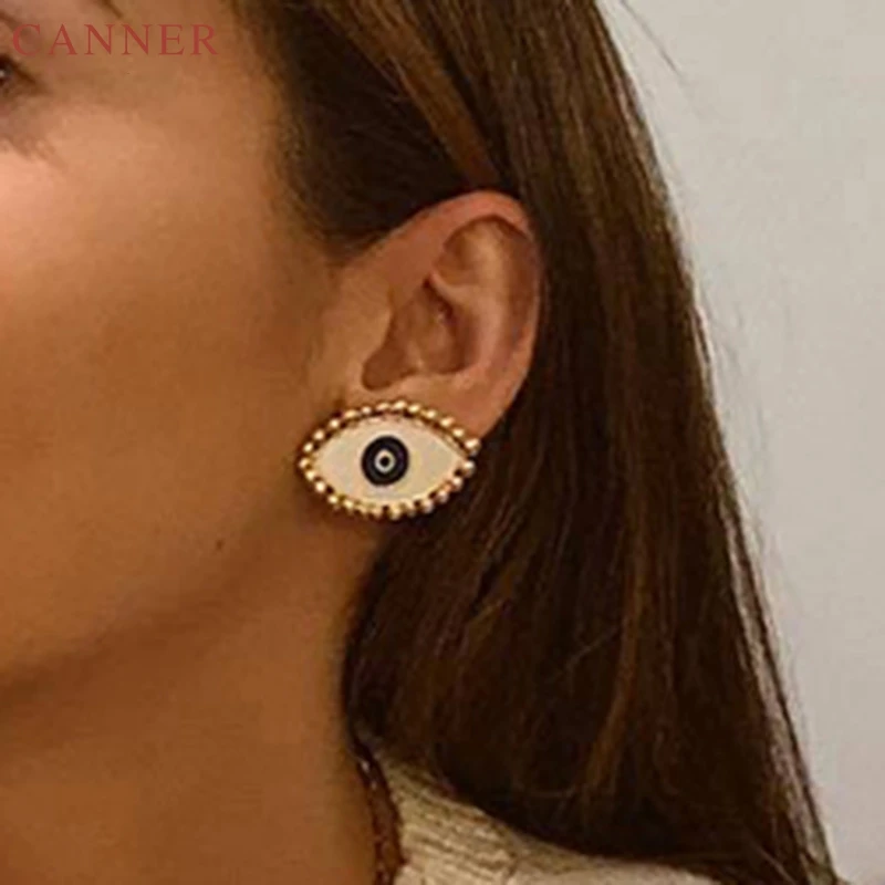 Gold Color Evil Eye Stud Earrings for Women Fashion Jewelry oorbellen Statement Earrings 2019 brincos C40