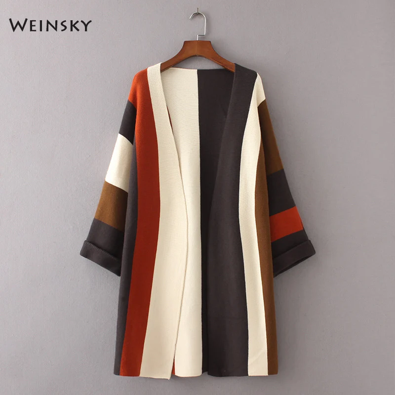 Weinsky طويلة النساء البلوزات و بالأزرار محبوك كامل الأكمام البلوزات أنثى المفتوحة غرزة عارضة نمط الكورية السيدات سترة