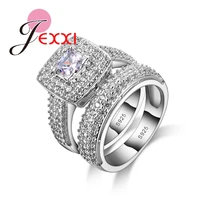 JEXXI Classcial 925 Sterling Silver Wedding Ring Sets For Women Bijoux For Lady Vintage Luxury Cubic Zircon Jewelry Accessory
