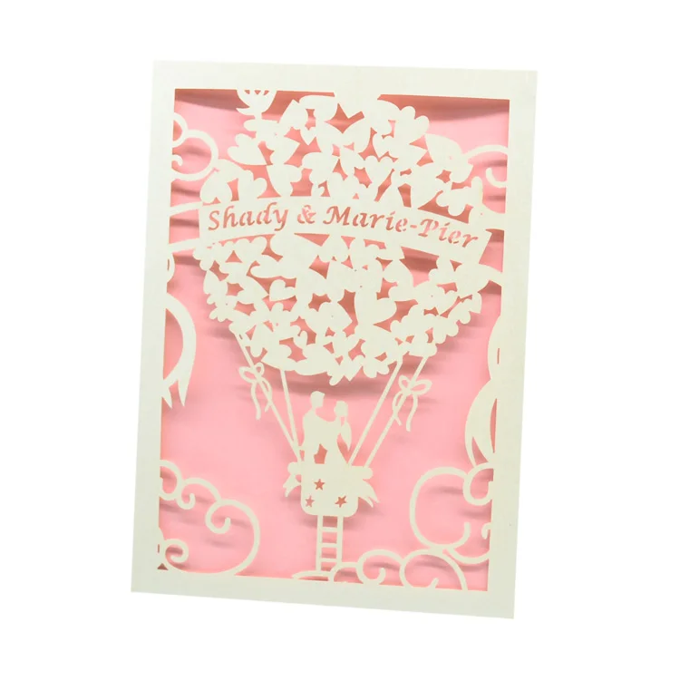 

5x7inch customized laser cut ivory balloon wedding invitation card
