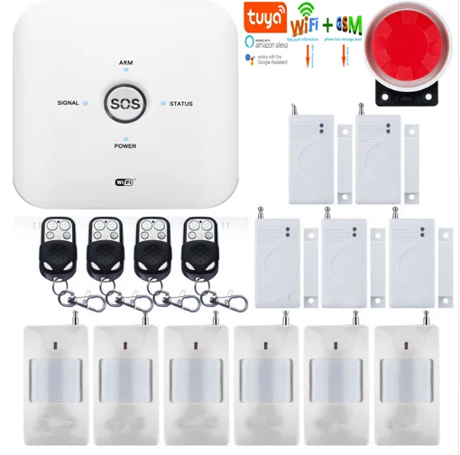 

Yobang Security Tuya APP Remote Control WiFi GSM Home Security Burglar Alarm System IP Camera Fire Smoke Sensor Support Alexa