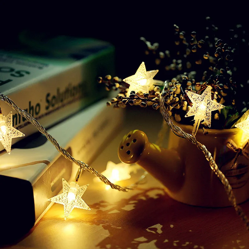 

New Year 100LEDS 10M Star Shape LED String Lights EU Plug AC220V Waterproof Outdoor Lighting Christmas Fairy Decoration Lights