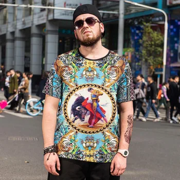 

Tide brand large size men's Loose short-sleeved T-shirt male Ice silk round neck plus size Quick-drying sweat male T-shirt 6XL