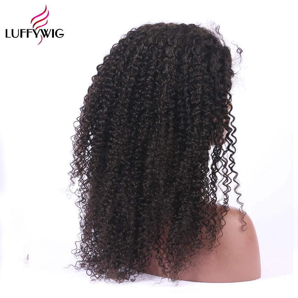 LUFFYHAIR 13x6 синтетические волосы на кружеве человеческие Искусственные парики с ребенком волос 250% плотность монгольская причудливая завивка