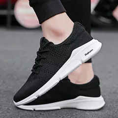 Tenis Masculino Four Seasons Sneakers Breathable Sport Shoes Men Tennis Shoes Male Stability Athletic Trainers Tenis Hombre - Color: Black