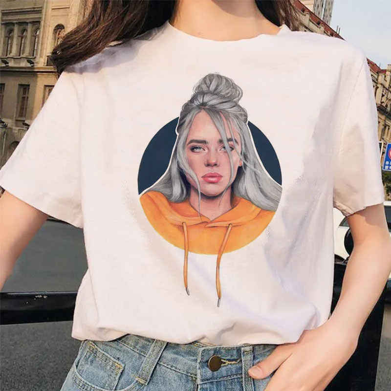 Billie Eilish футболка ulzzang Женская Хип-хоп женская одежда футболка забавная harajuku Летняя Повседневная футболка ulzzang уличная одежда - Цвет: 4601