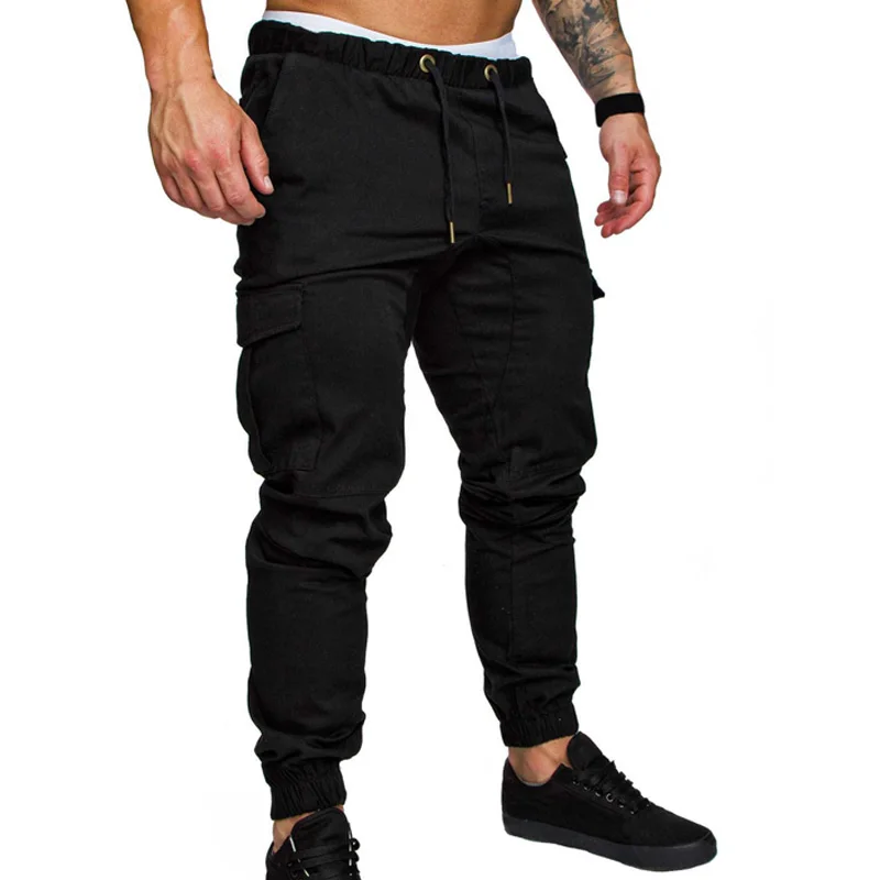 2019 New Trousers Men Full Length Solid Streetwear Pants Men Plus Size M-4XL Pockets Casual Men Pants Comfort Mens Joggers Pants