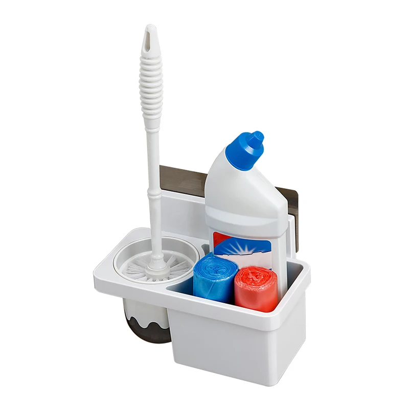 Wall Mounted Toilet Brush Plunger Holder Storage Shelves Racks With Cup