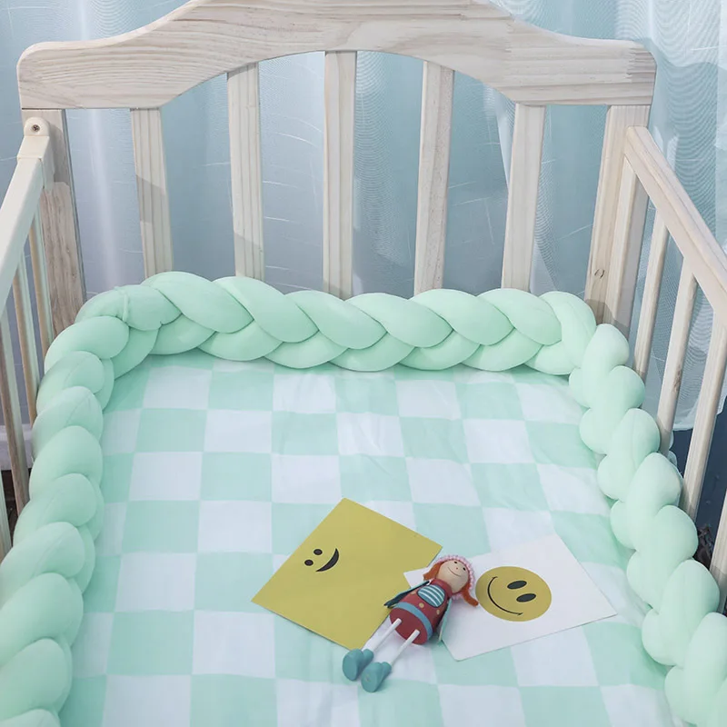 

1M/2M/3M Baby Handmade Newborn Bed Bumper Long Pure Weaving Plush Knot Crib Bumper Protector Infant Crib Room Decor Dropshipping