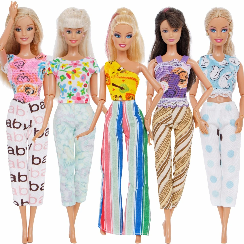 5 conjuntos coloridos a mano de ropa informal de verano Chaleco de estilo mixto blusa accesorios de ropa para muñeca Barbie de juguete|Muñecas| AliExpress