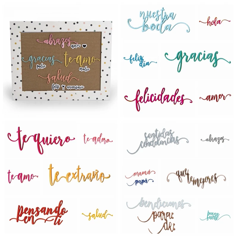 

Mixed Spanish Words Metal Cutting Dies Stencils Letters 2019 for DIY Scrapbooking Decorative Embossing Paper Cards Handcrafts