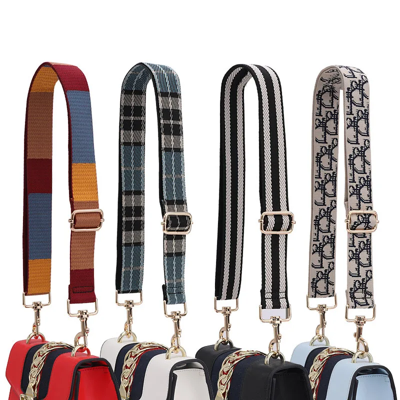 

Adjustable Handbag Strap Striped Canvas Strap For Crossbody Shoulder Bag Handles 3.8cm Wide Replacement DIY Accessories KZ151366