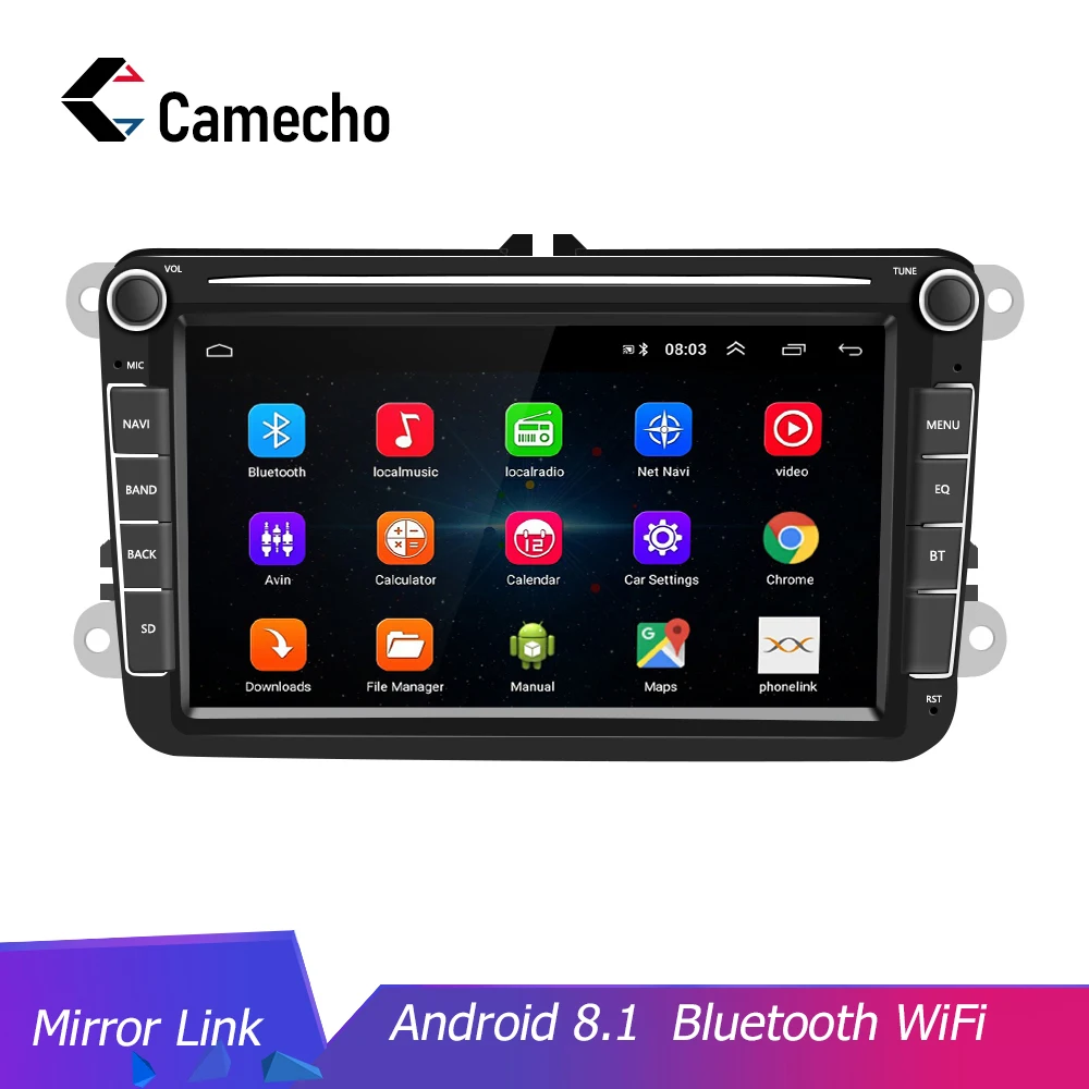 Camecho 2din Автомагнитола Android8.1 Автомобильный мультимедийный плеер gps Navi WiFi Автомагнитола для VW/Volkswagen/Golf/Polo/Passat/b7/b6/SEAT