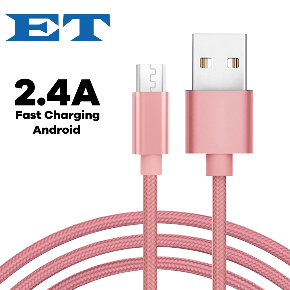 

ET 2.4A Micro USB Cable Nylon Fast Charge USB Data Cable For Xiaomi Redmi Note 5 Tablet Android Mobile Phone USB Charging Cord