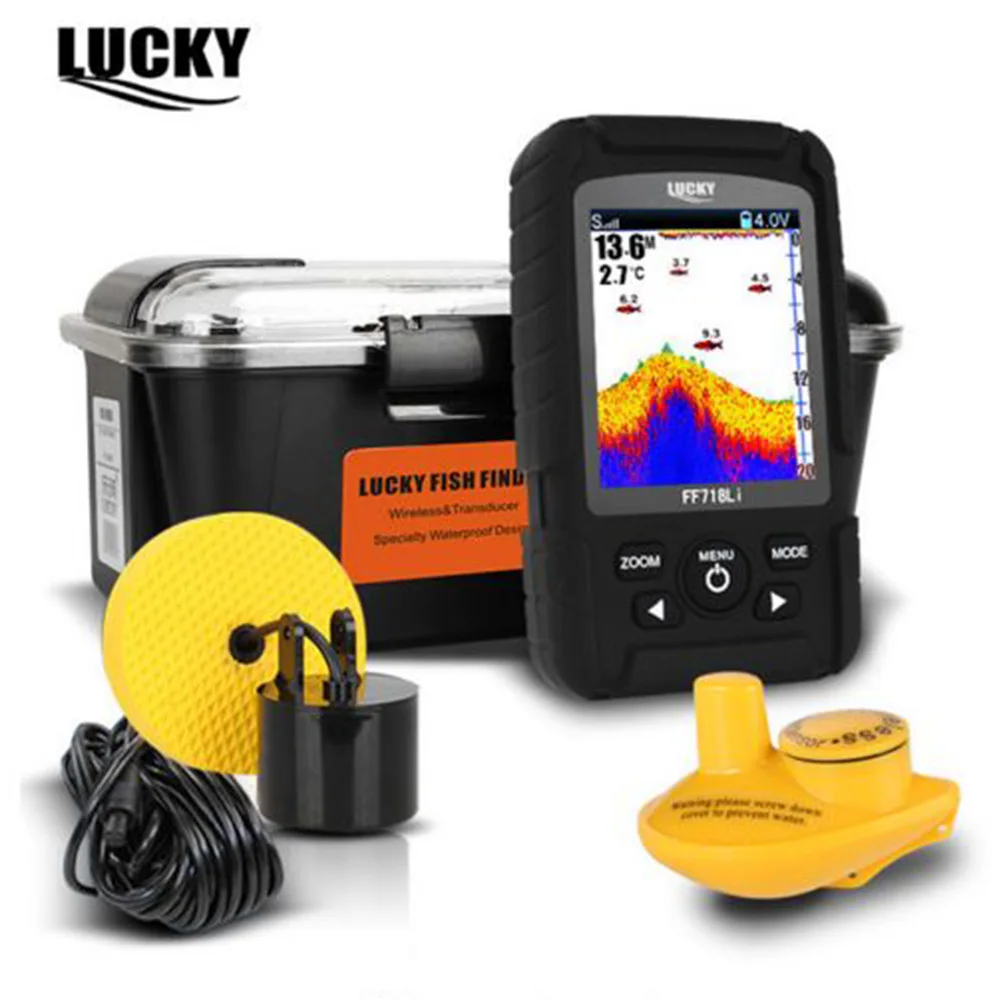 

LUCKY FF718LiC 2-in-1 Wired & Wireless Sonar Fish Finder 100m depth Fishfinder Transducer Sensor Portable Fish Finder Detector