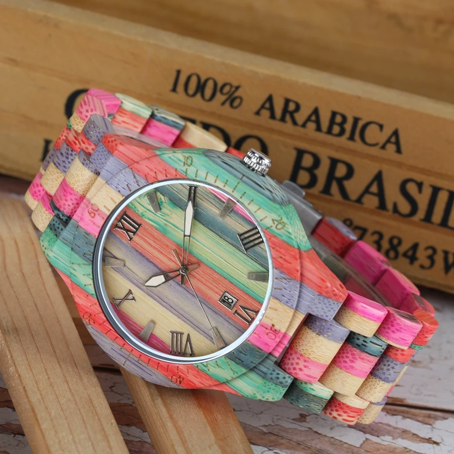 Fashion Men's Watch Luxury Wooden Quartz Watch Popular Unique Candy Color Full Wood Wrist Women Watch Male Clock Souvenir Gifts 2020 2025 (7)