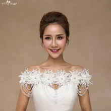 TA063 вырез лодочкой 3D Цветы Роскошный Кристалл и жемчужная цепь Женская куртка Болеро