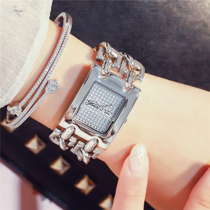 Новые женские часы золотые топ брендовые Роскошные наручные часы Laides модные кварцевые наручные часы Подарки для женщин relogio feminino - Цвет: Серебристый