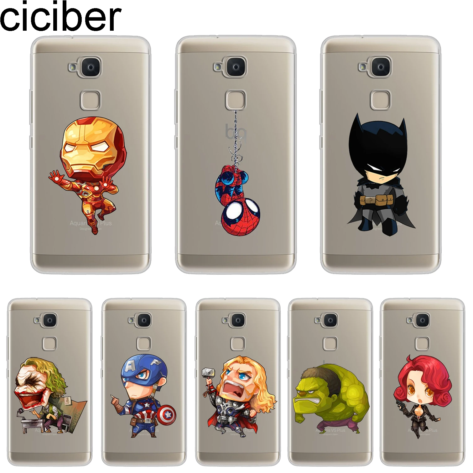 

ciciber Coque For BQ Aquaris C U2 U X5 V VS X2 X Lite Pro Plus E5 M4.5 M5 M5.5 Phone Case Soft TPU DC Marvel Fundas