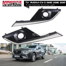 MOTORFANSCLUB НОВЫЙ DRL ДЛЯ MAZDA CX-3 CX3 2015 2016 2017 АВТОМОБИЛЕЙ СВЕТОДИОДНЫМИ ФАРАМИ ДНЕВНОГО СВЕТА ПРОТИВОТУМАННАЯ ФАРА