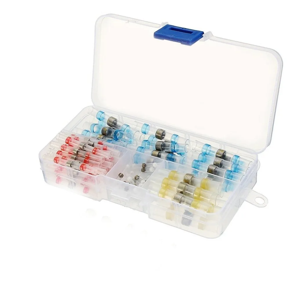 

100pcs Boxed Combination Assorted Heat Shrink Butt Soldering Wire Connectors Terminals Insulated Waterproof Kit