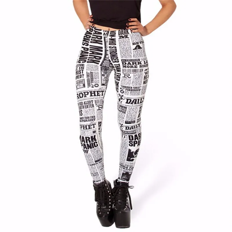High quality Women Hot Leggings Digital Print Black letter