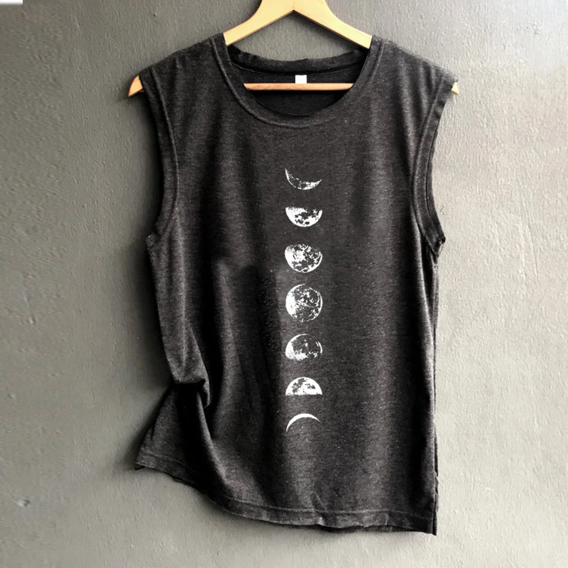 

Women Clothing Street Style Girls Love Casual Summer Moon Tank Tops Women Fashion Tanks Top Plus Size Sexy
