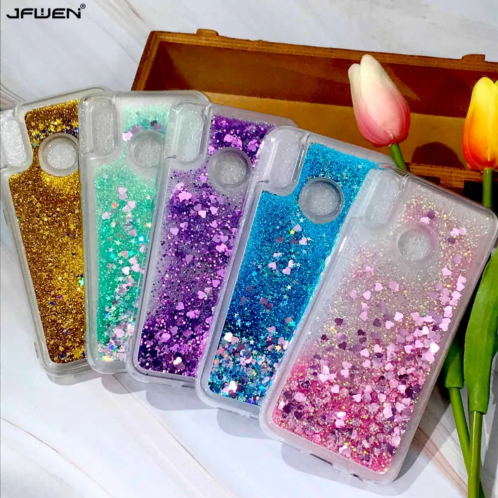 

JFWEN Quicksand Phone Cases For Huawei Honor 8A Case Liquid Glitter Silicone Back Shell For Funda Huawei Honor 8A Pro Case Cover