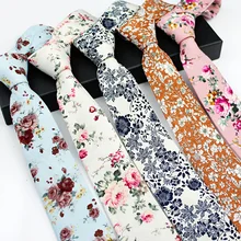 Хлопок печати Галстуки Для мужчин Для женщин унисекс Повседневное 6 см тонкий галстук Колледж ветер элегантность цветок офисные Стрелка Галстук подарочная коробка