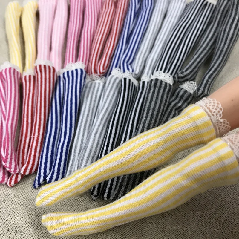 

1 пара, носки для кукол Blyth, полосатые кружевные гольфы для кукол Blyth , Azone , Licca 1/6, аксессуары для кукол, чулки карамельных цветов для кукол