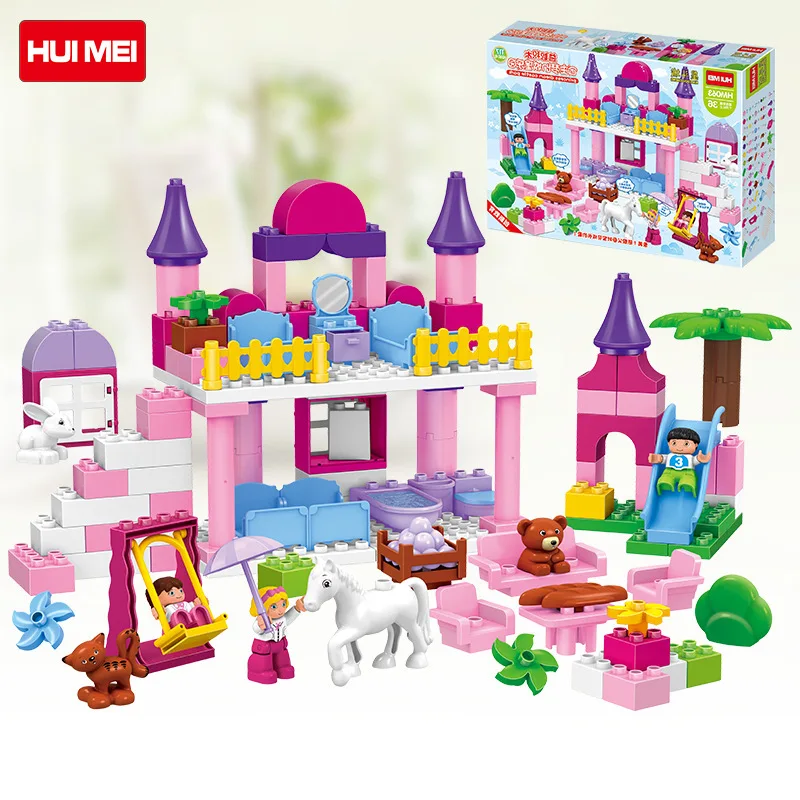 

117pcs Girls Princess Castle bricks Large particles Educational Baby Toys DIY gifts Compatible Legoe Duploe