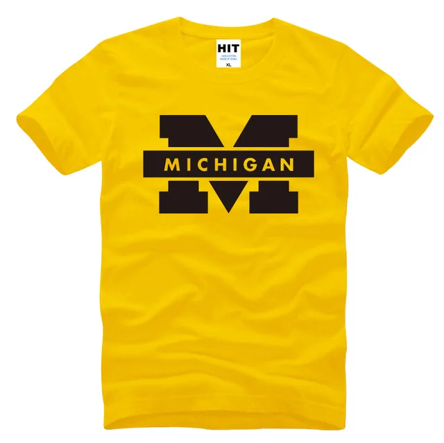 University of Michigan Logo Printed Men's T Shirt T Shirt For Men 2016