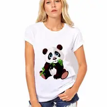 Харадзюку размера плюс летние женские Топы с коротким рукавом с 3D принтом панды белые женские футболки с круглым вырезом новые* Новые